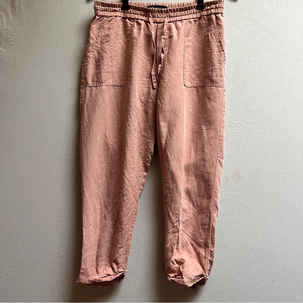 Serenity West Pink 100% Linen Drawstring Jogger Pants Size S Coastal